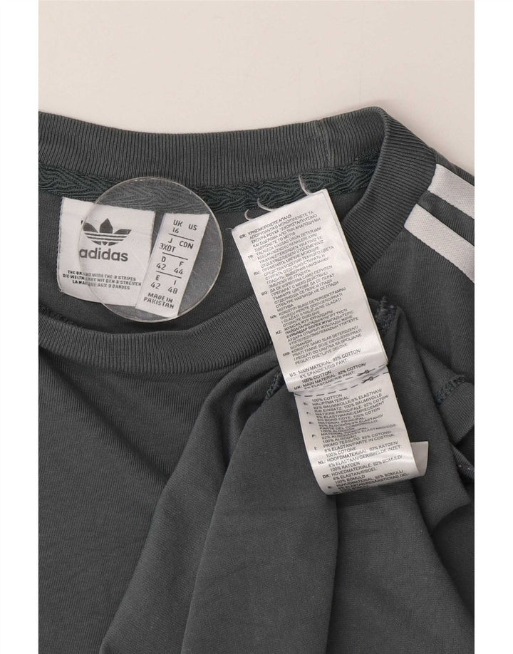 Damska koszulka Adidas z długim rękawem UK 16, duża, szara bawełna