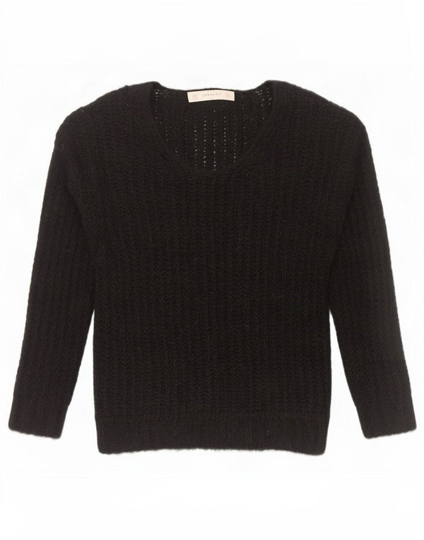 Sweter damski Zara z dekoltem w kształcie litery V, UK 14, średni czarny akryl