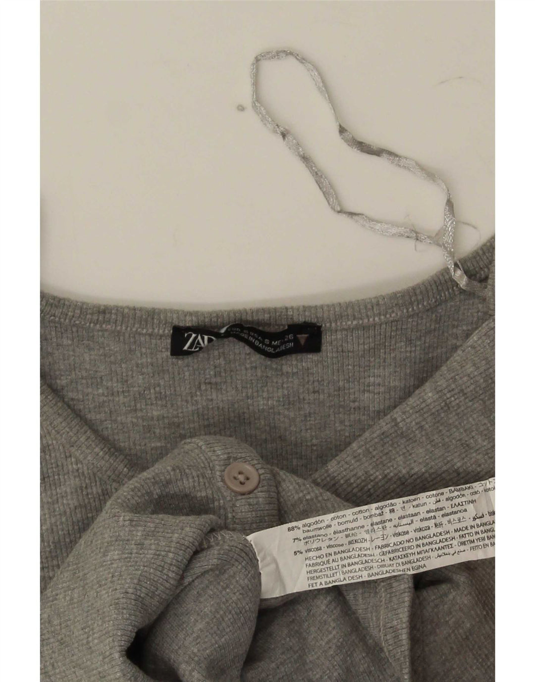 Damski krótki top Zara UK 8 Small, szara, plamista bawełna