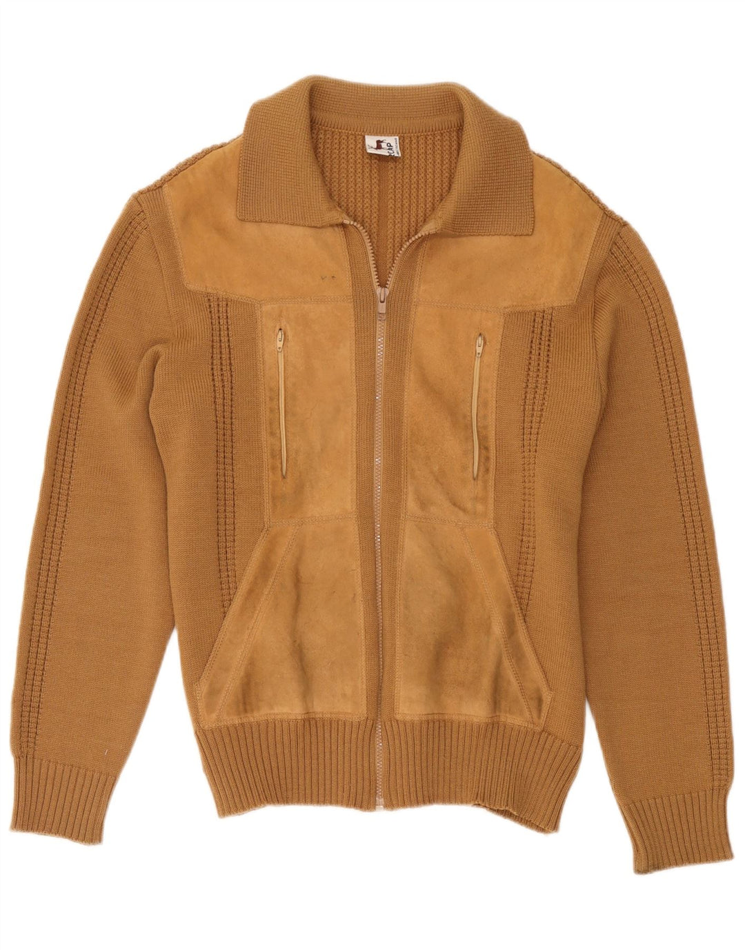 Sweter damski w stylu vintage, kardigan UK 14, średni beż