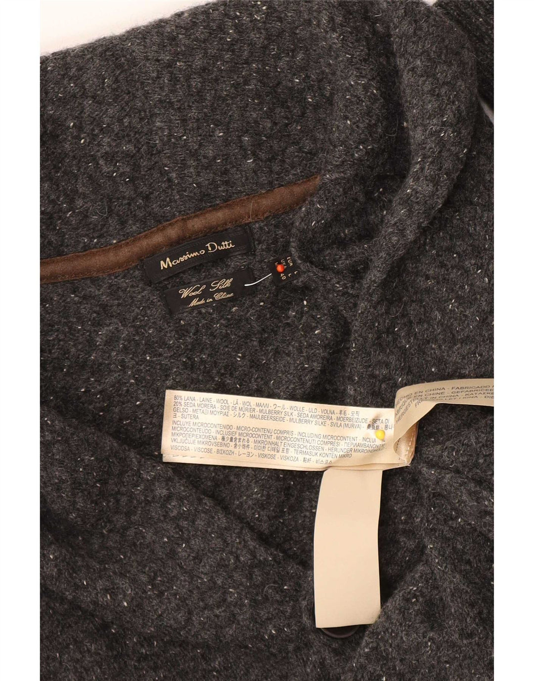 Męski sweter rozpinany Massimo Dutti, duży, szary, wełniany