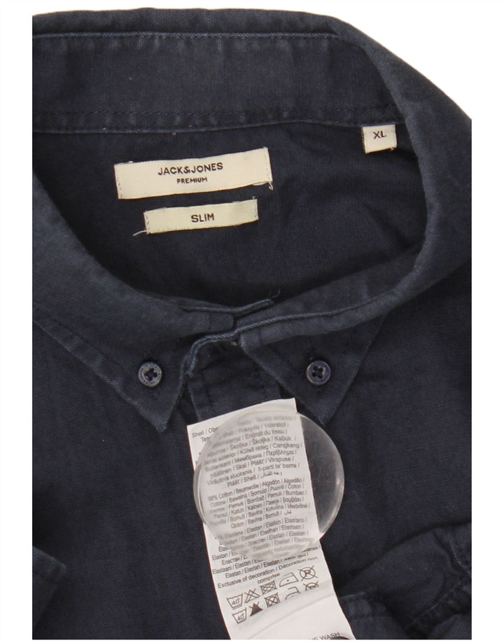Koszula męska Jack & Jones Slim XL, granatowa, bawełniana