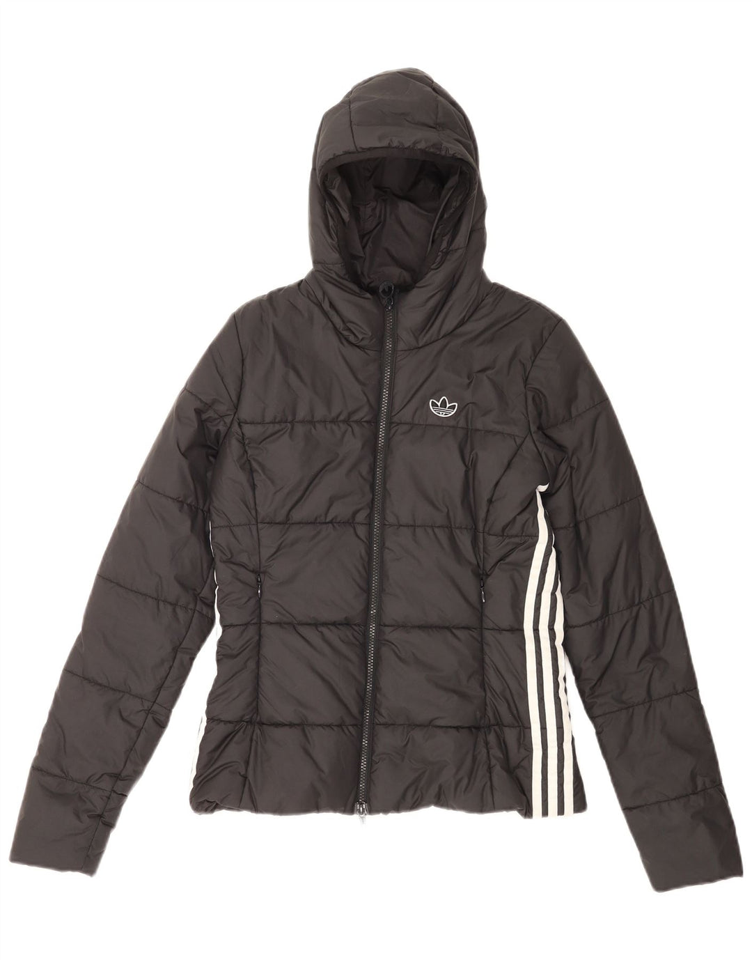 Damska wyściełana kurtka z kapturem Adidas UK 8 Mały czarny poliester