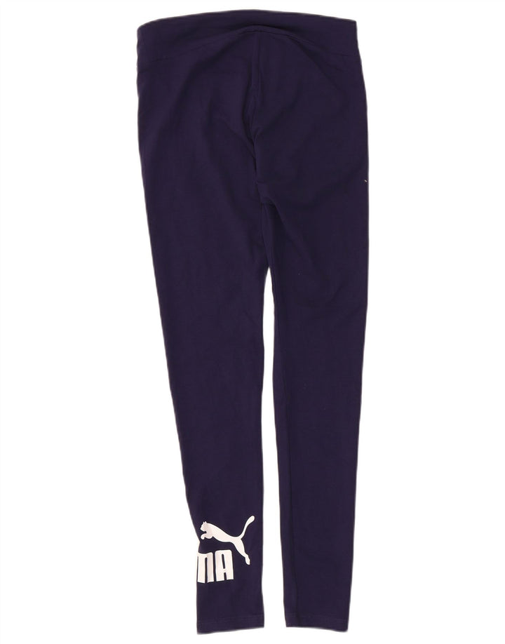 Damskie legginsy Puma o dopasowanym kroju z grafiką UK 10, małe, granatowe, bawełniane
