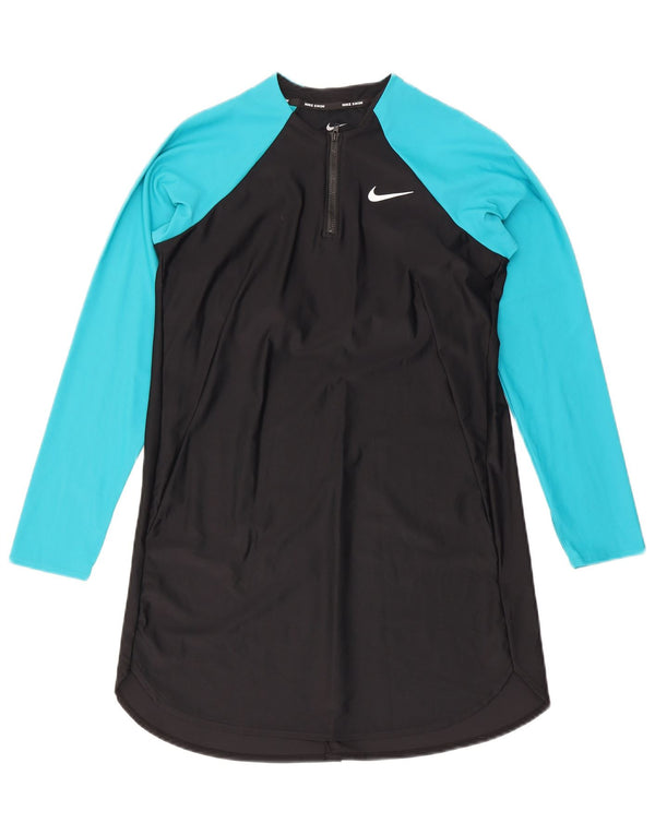 Damska koszulka do pływania z długim rękawem Nike, UK 10, mała, czarna, z blokami kolorów