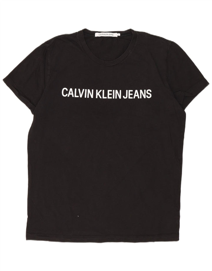 Męski T-shirt z grafiką CALVIN KLEIN JEANS, duży, czarny, bawełniany