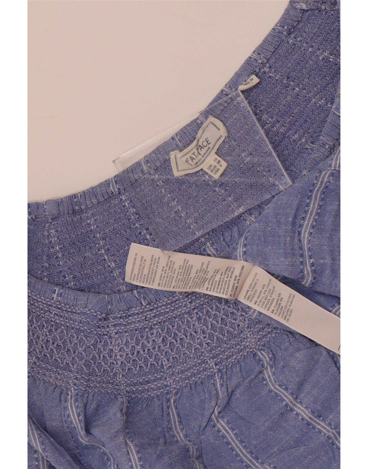 Damski top typu oversize Fat Face Crop, rękaw 3/4, UK 10, małe niebieskie paski