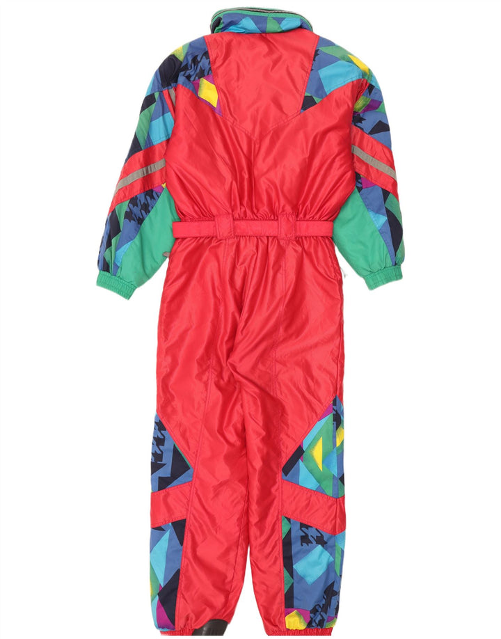Damski kombinezon narciarski Fila z kapturem IT 46, duży, czerwony, geometryczny poliamid