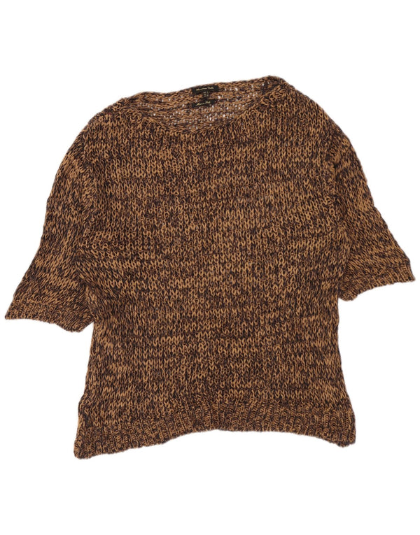 MASSIMO DUTTI Damski sweter z dekoltem w łódkę UK 10, mały, brązowy, nakrapiany