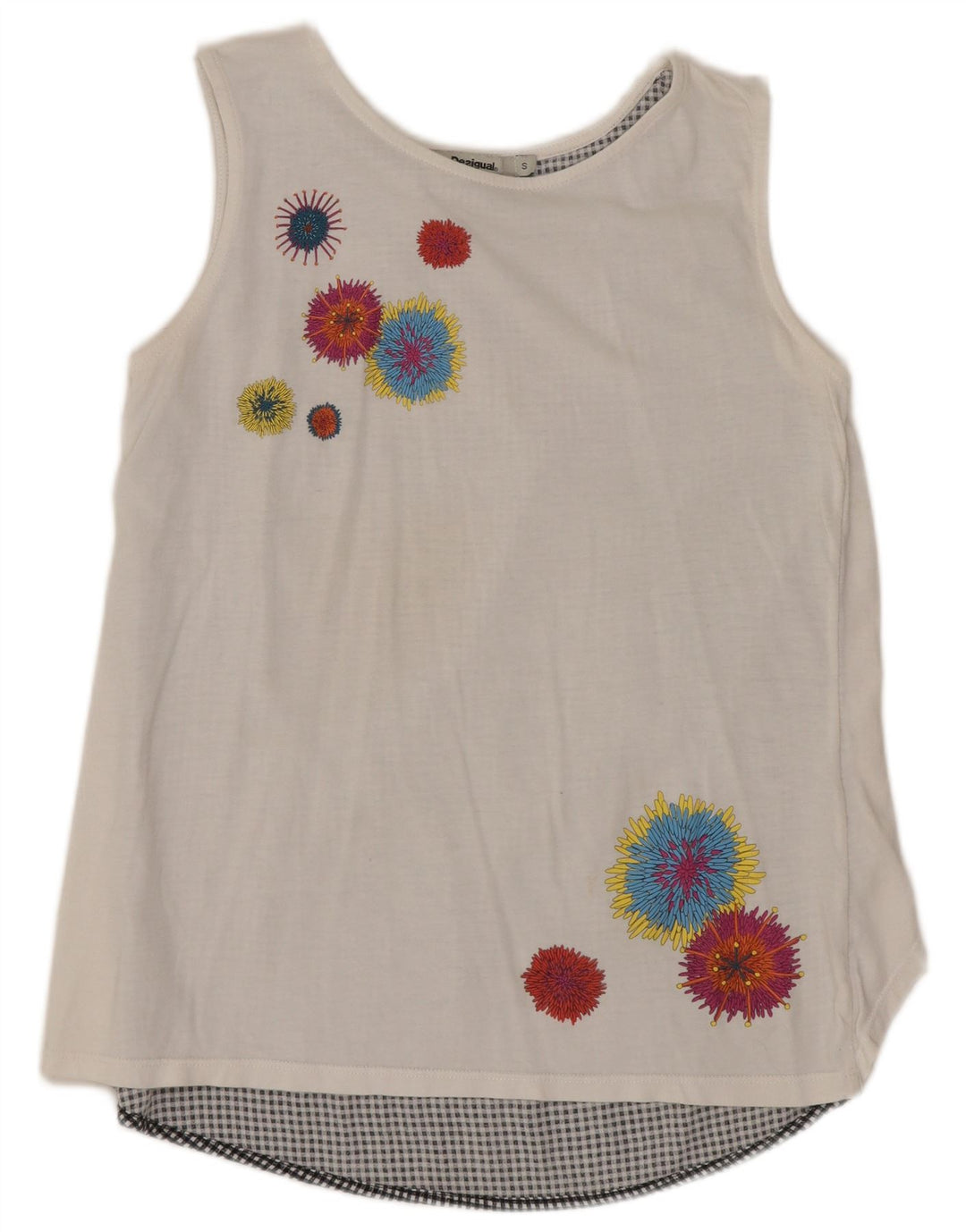 DESIGUAL Damska bluzka bez rękawów Top UK 10 Small White Floral