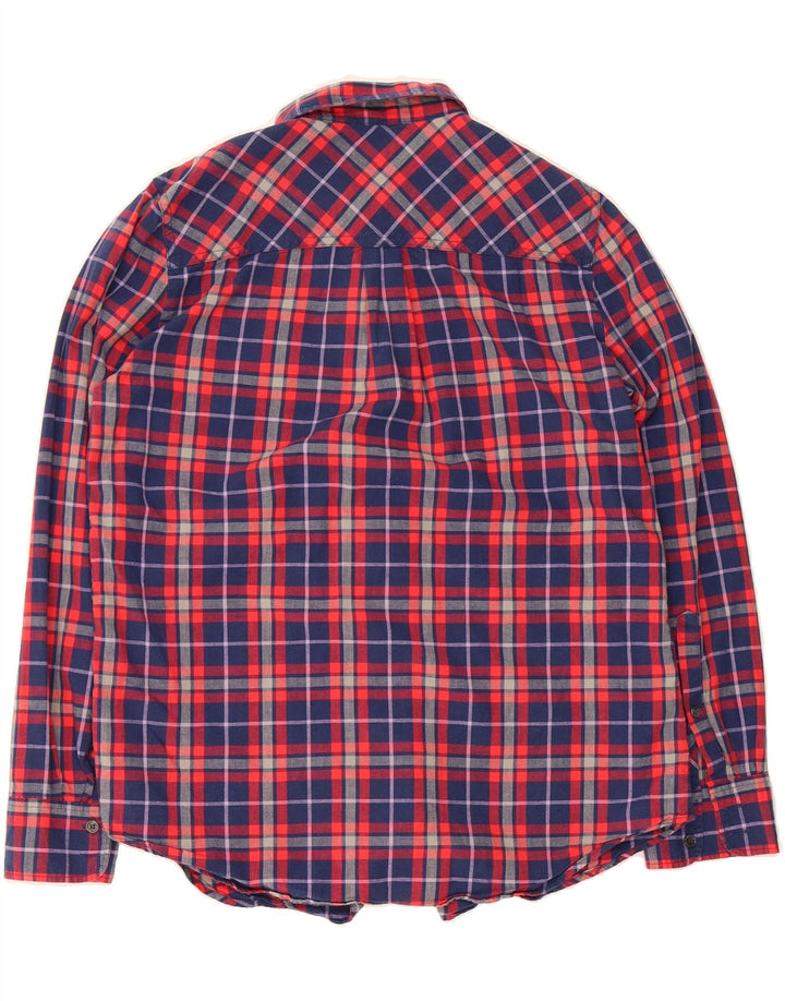 J. CREW Womens Boy Fit Shirt UK 14 Medium Navy Blue Check Cotton Vintage J. Crew and Second-Hand J. Crew from Messina Hembry 
