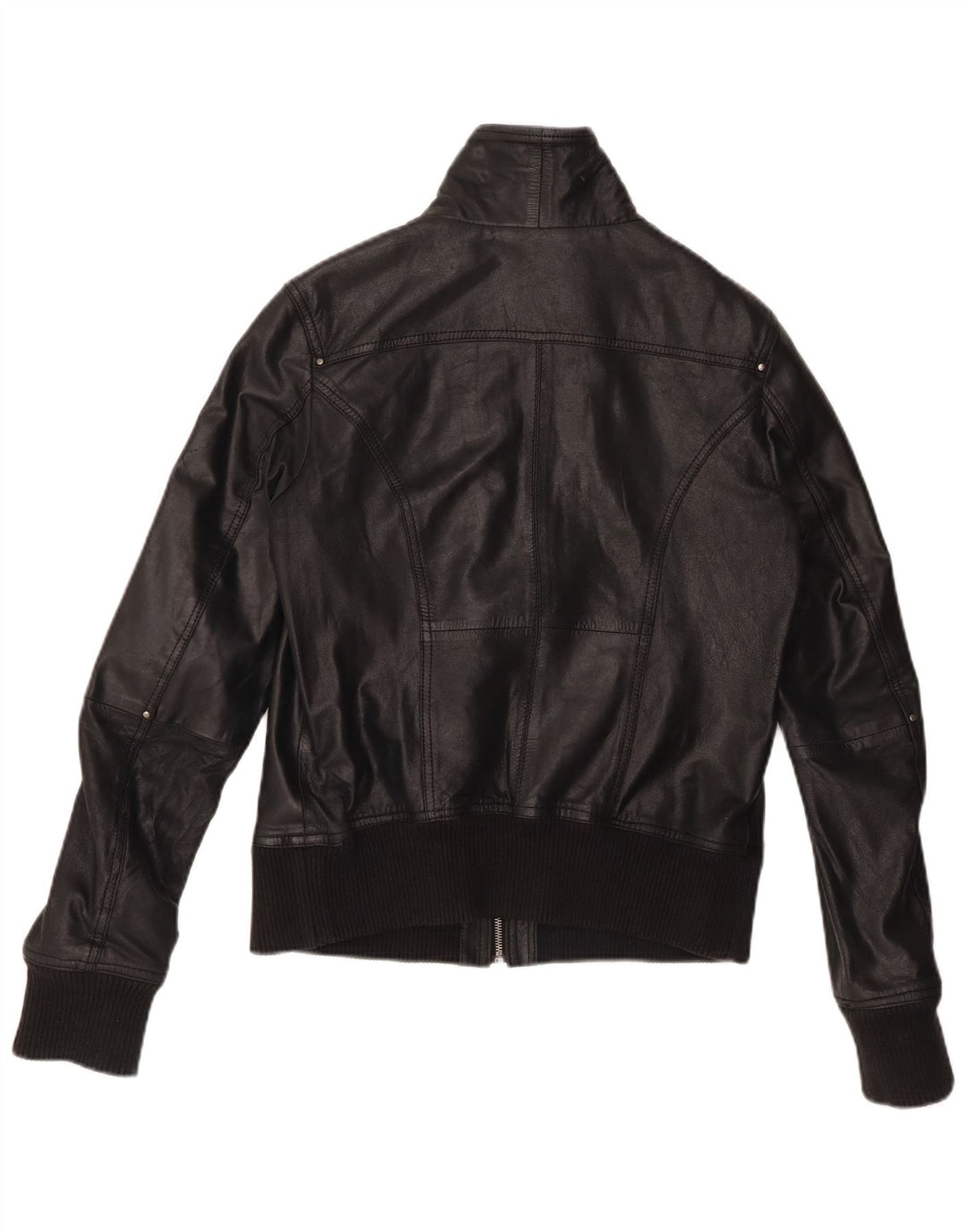 Damska kurtka skórzana typu Crop BERSHKA UK 14, duża czarna skóra