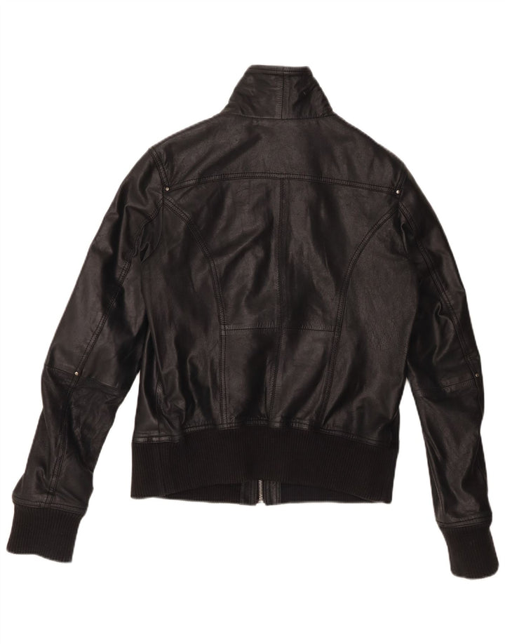 Damska kurtka skórzana typu Crop BERSHKA UK 14, duża czarna skóra