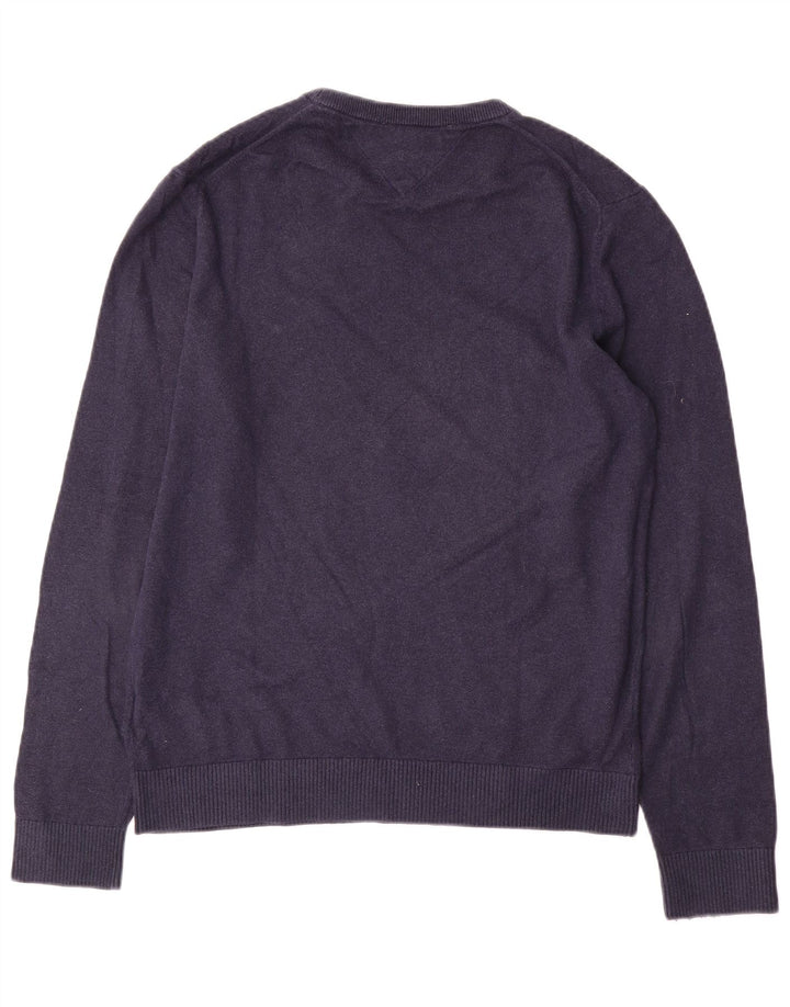 Męski sweter z okrągłym dekoltem Tommy Hilfiger, średni granatowy, bawełniany