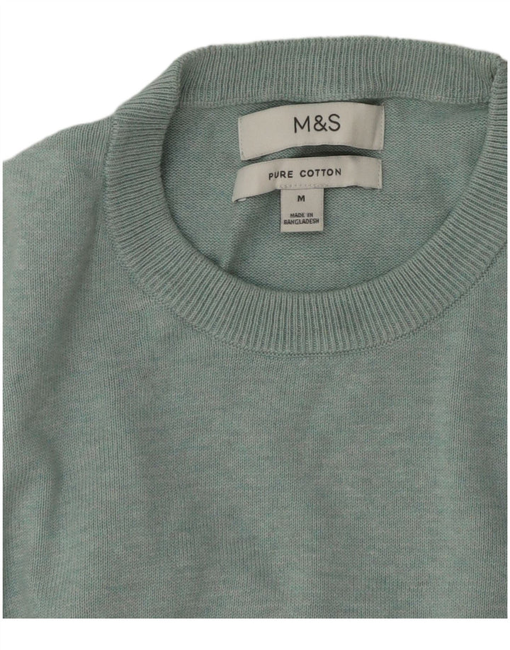 Marks & Spencer Męski sweter z okrągłym dekoltem, średni niebieski, bawełniany