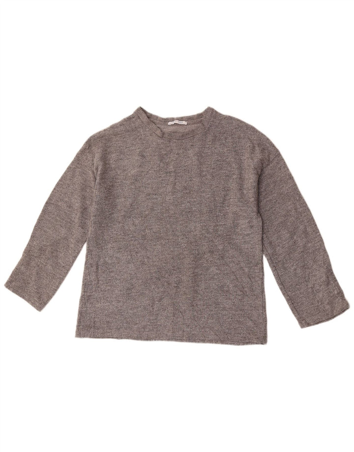 Damski top oversize z długim rękawem Zara UK 10, mały, szary, nakrapiany poliester