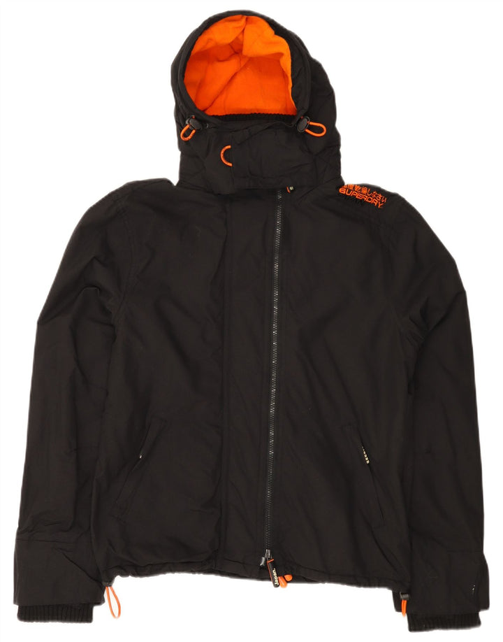 Damska kurtka wiatrówka Superdry The Windcheater UK 16, duża, czarna nylonowa