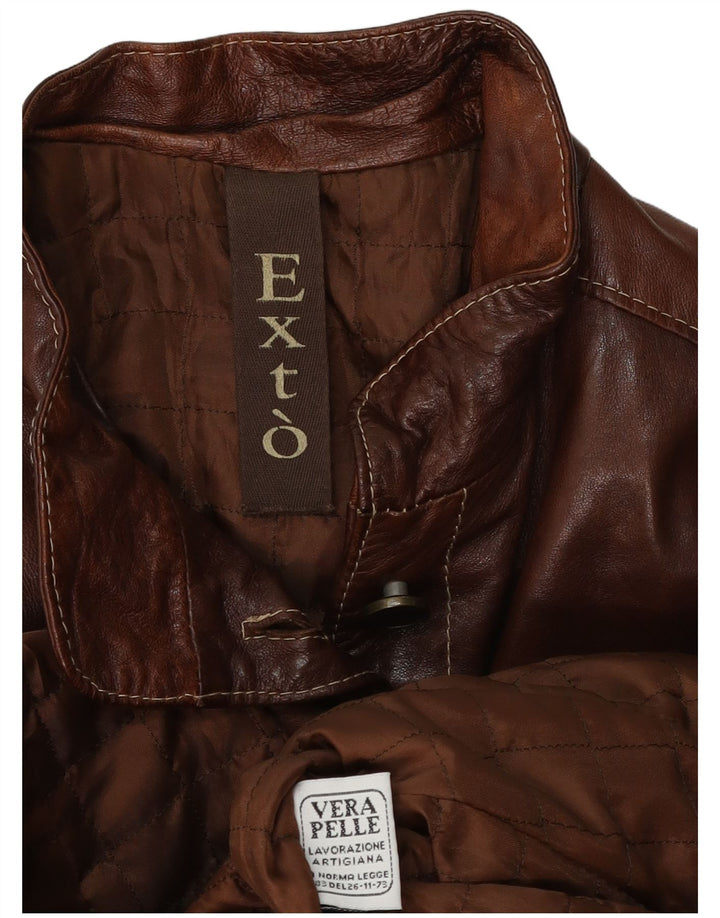 Vintage damska kurtka skórzana UK 12, średnia brązowa skóra