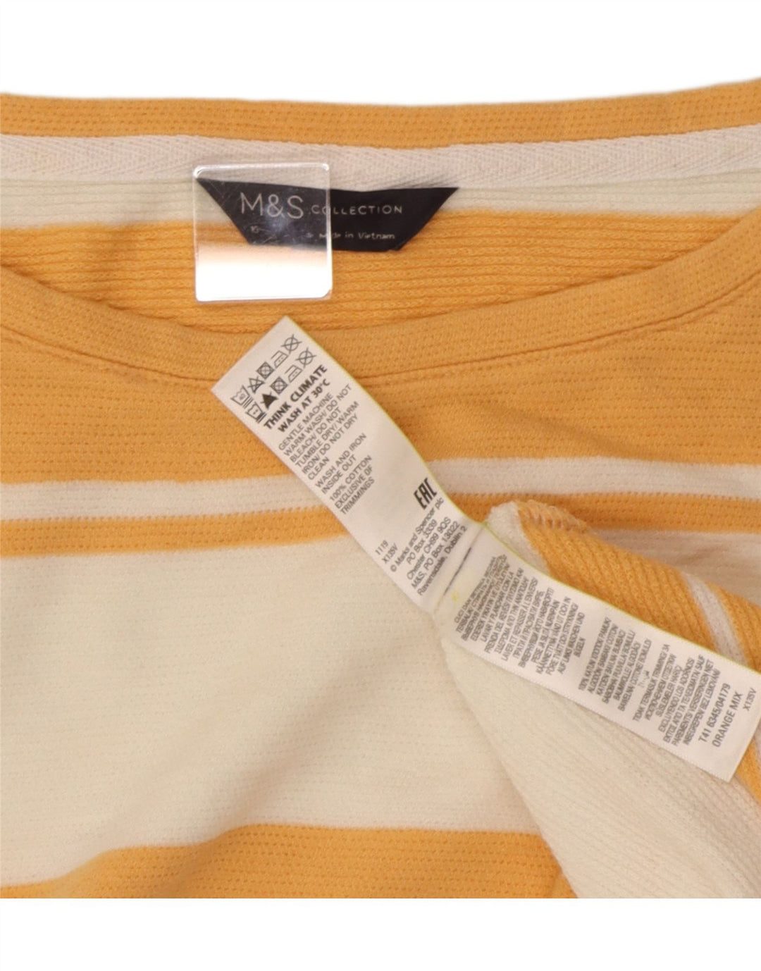 Marks & Spencer Damski T-shirt oversize UK 16, duże, pomarańczowe paski