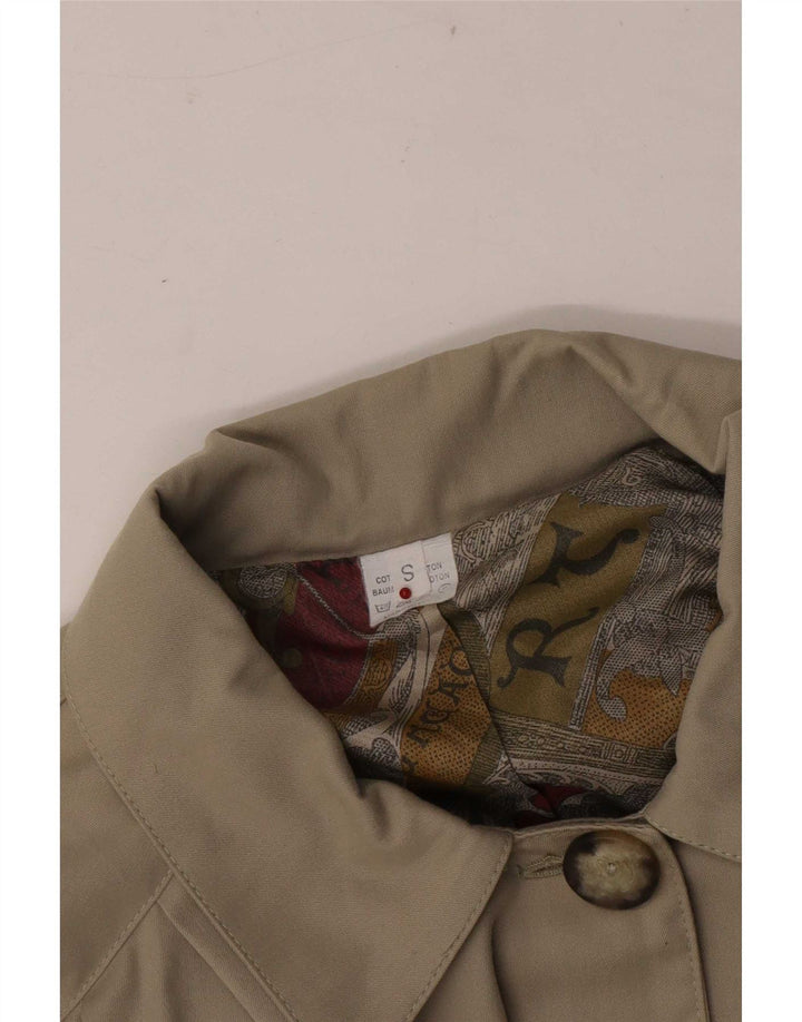 Vintage damski trencz oversize UK 10 mały beżowy bawełniany