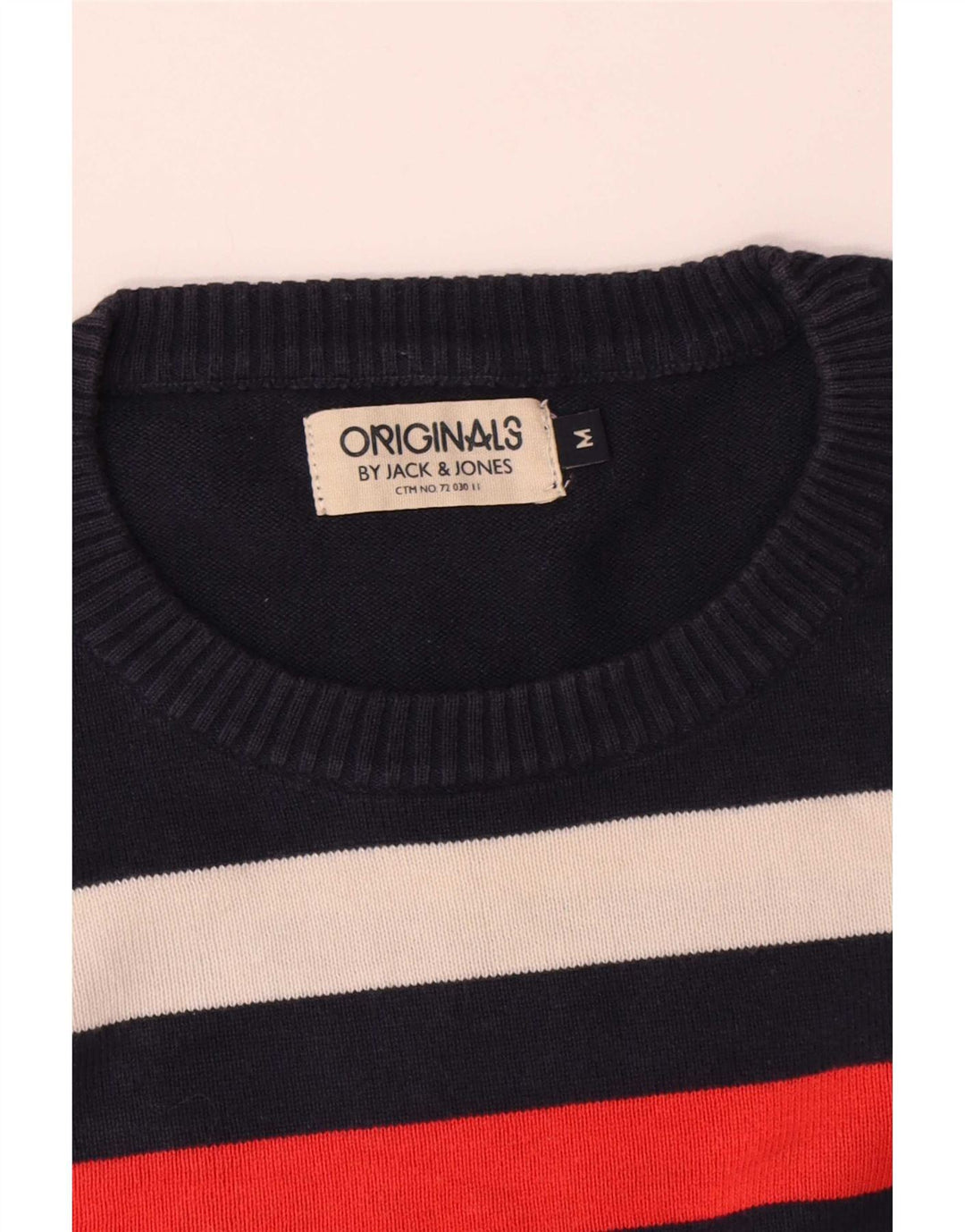 Jack & Jones Męski sweter z okrągłym dekoltem, średni, granatowy w paski