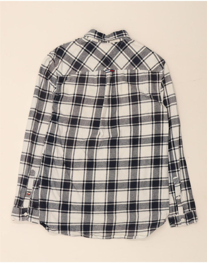 Męska koszula flanelowa TOMMY HILFIGER o regularnym kroju, mała, granatowa, bawełniana w kratę