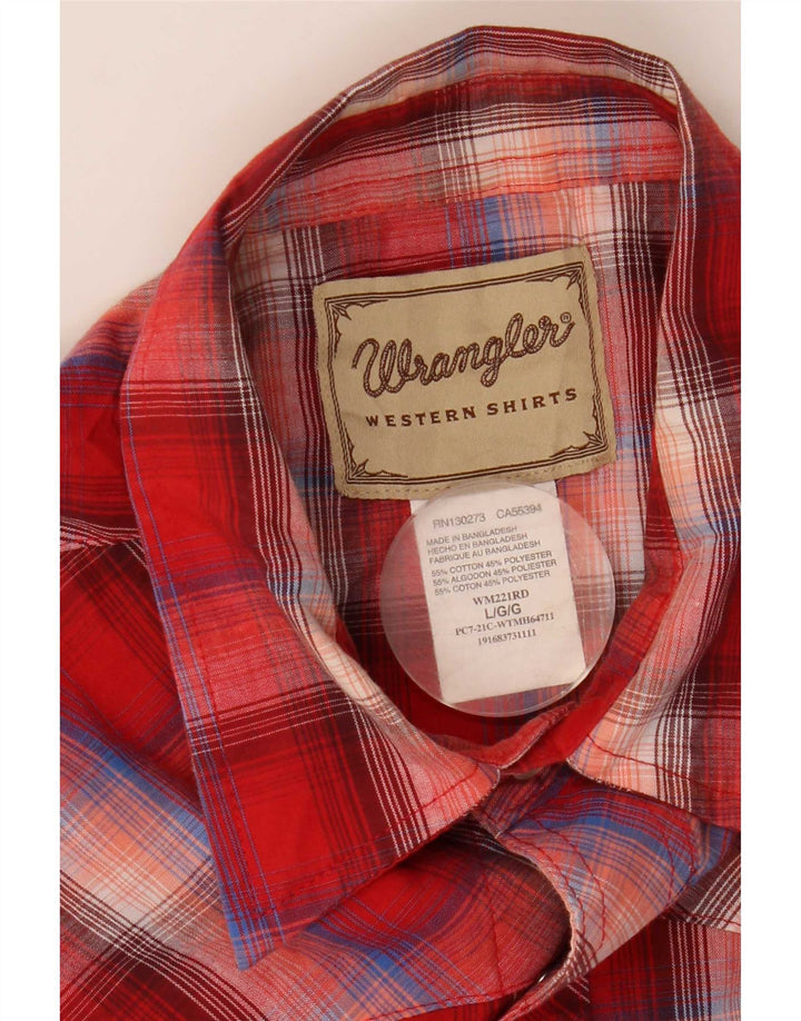 Męska koszula z krótkim rękawem Wrangler, duża, bawełniana w czerwoną kratę