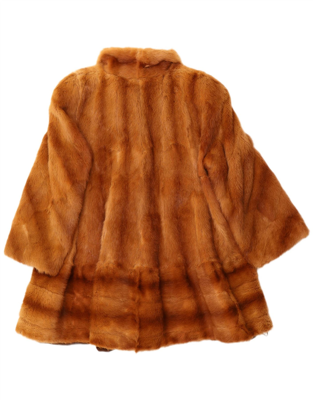 Vintage damski płaszcz futrzany o luźnym kroju UK 14 w duże brązowe paski