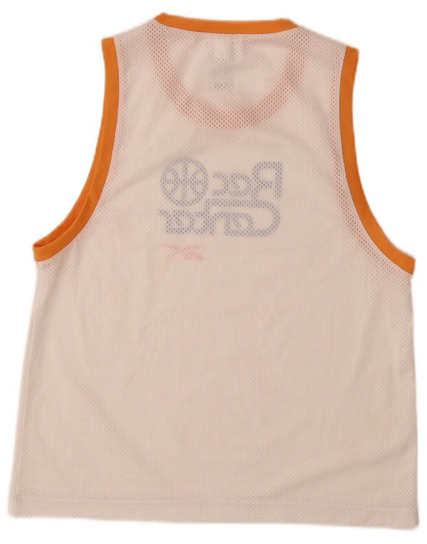 REEBOK Womens Loose Fit Graphic Vest Top UK 8/10 Small Off White Polyester