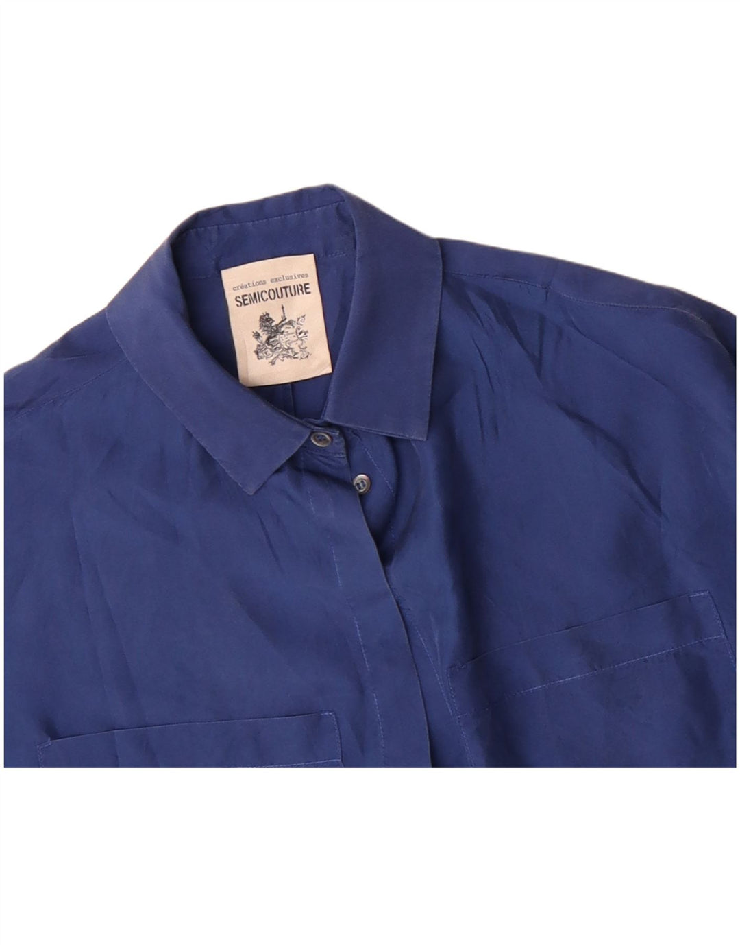 Damska bluzka z krótkim rękawem SEMICOUTURE UK 18 XL Niebieski jedwab