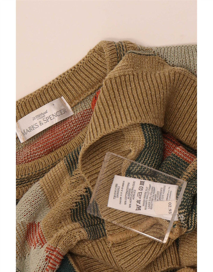 Marks & Spencer Męski sweter z okrągłym dekoltem XL, wielokolorowy, geometryczny