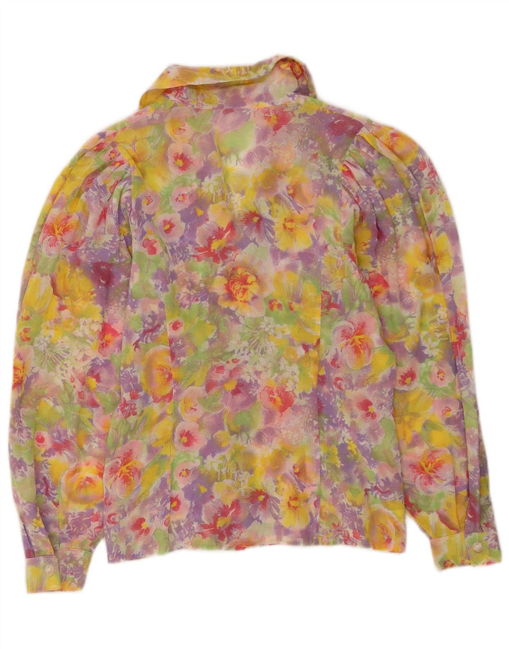 Damska bluzka koszulowa w stylu vintage UK 14, średnia, wielobarwna w kwiaty
