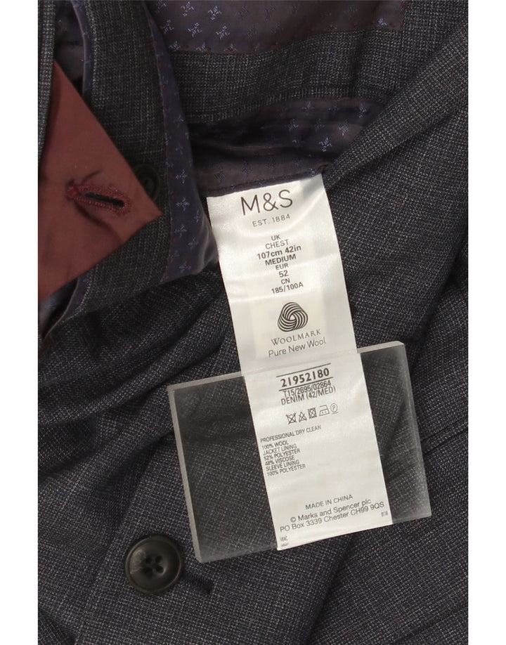 MARKS & SPENCER Męska marynarka zapinana na 2 guziki IT 52 XL Granatowa wełna