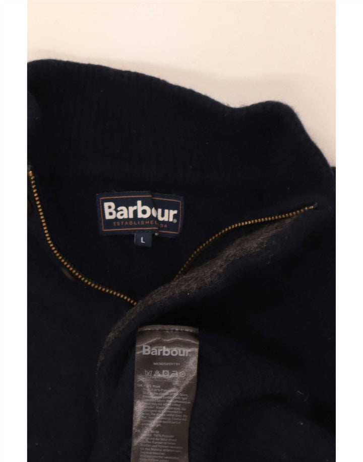 Męski sweter z zamkiem błyskawicznym Barbour, duży, granatowy, wełniany