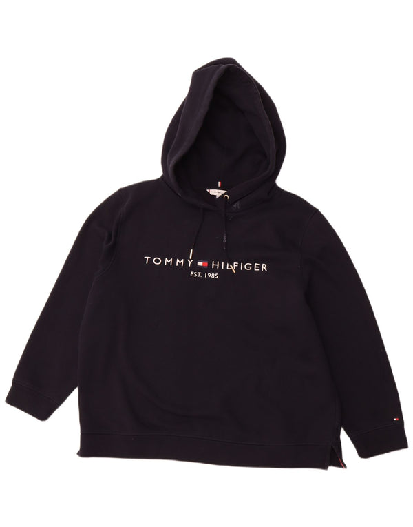 Damski sweter z kapturem i grafiką TOMMY HILFIGER UK 22 3XL Granatowy, bawełniany