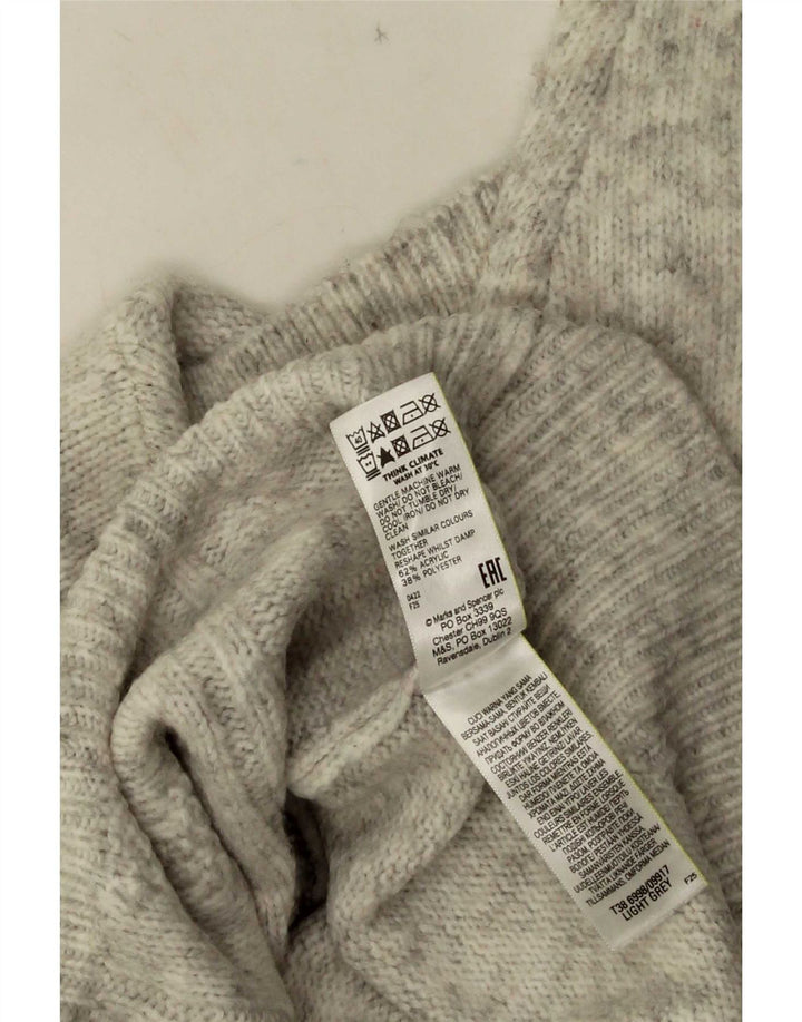 Marks & Spencer Męski sweter z golfem, mały, szary, nakrapiany akryl