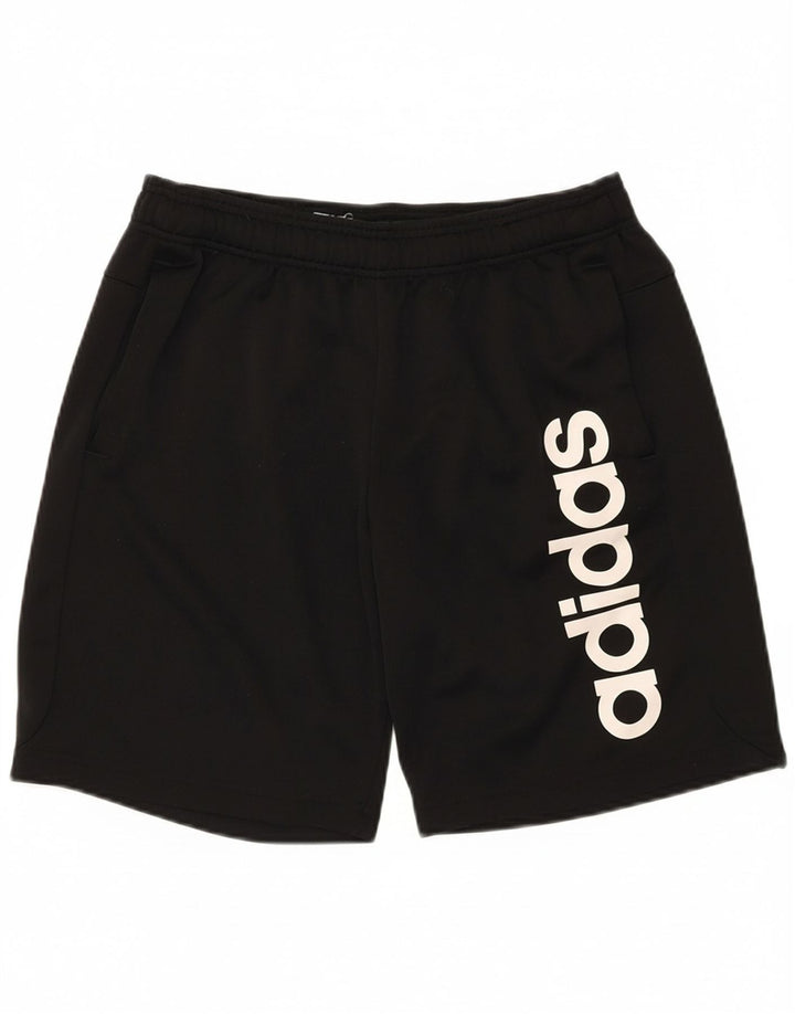 ADIDAS Boys Climalite Graphic Sport Shorts 15-16 Years  Black Polyester