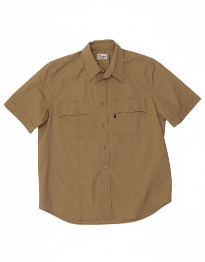 Męska koszula z krótkim rękawem Levi's, średnia bawełna khaki