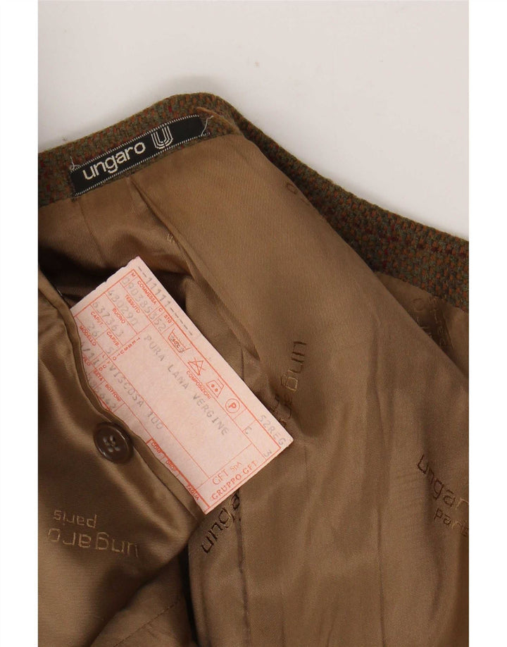 Ungaro Męska marynarka zapinana na 2 guziki IT 52 XL Khaki Check Virgin Wool