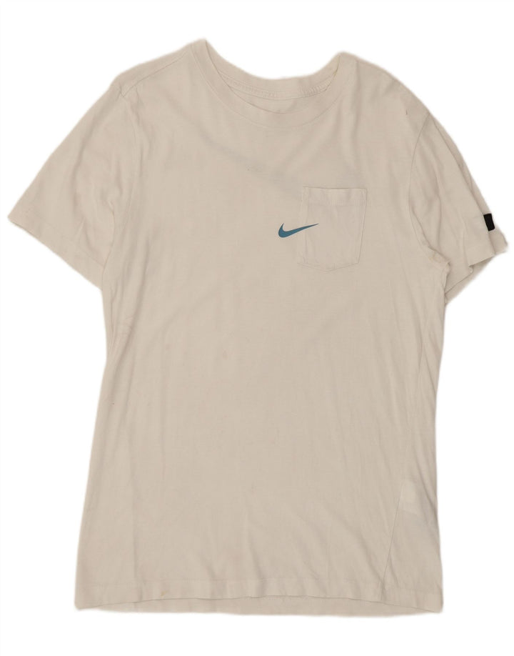 Męski T-shirt z grafiką Nike, mały, biały, bawełniany