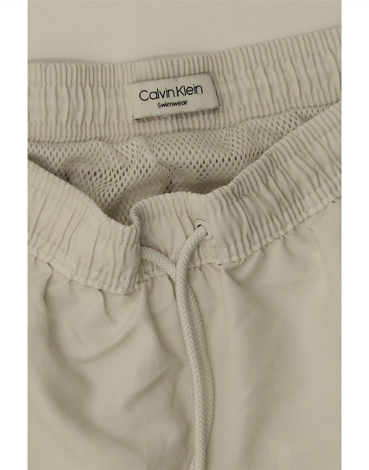 CALVIN KLEIN Mens Graphic Swimwear Small  White Vintage Calvin Klein and Second-Hand Calvin Klein from Messina Hembry 