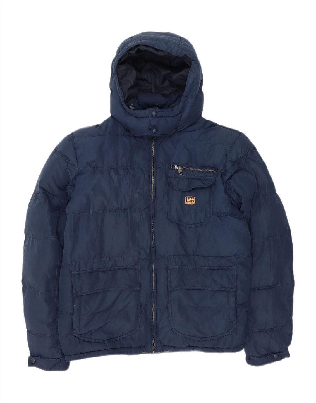 Męska ocieplana kurtka z kapturem Lee UK 44 XL, granatowa, poliester
