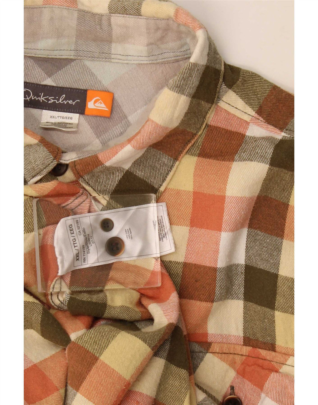 Męska koszula flanelowa Quiksilver 2XL, wielokolorowa bawełniana kratka