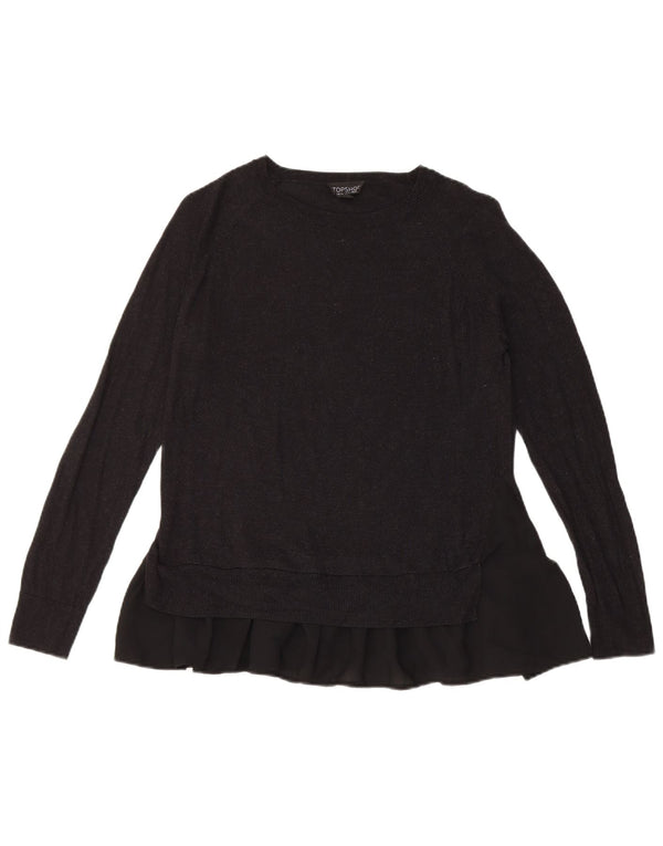 Damski sweter z dekoltem w łódkę Topshop UK 6 XS, czarny poliester