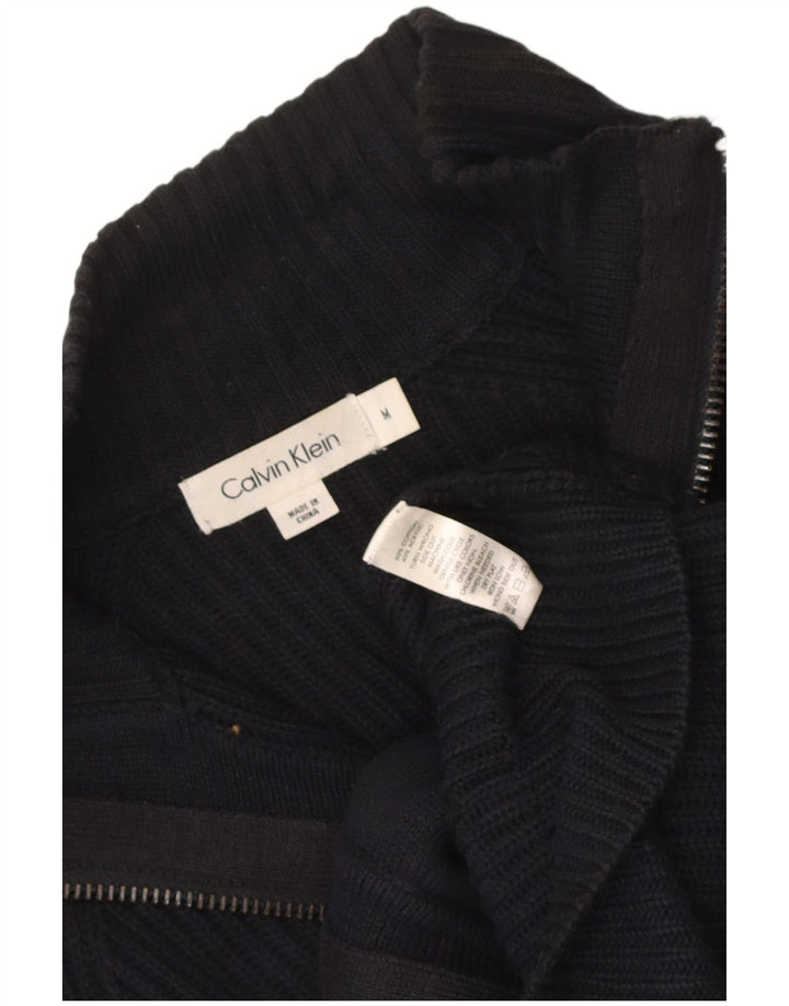 Męski sweter rozpinany Calvin Klein z zamkiem błyskawicznym, średni granatowy, bawełniany