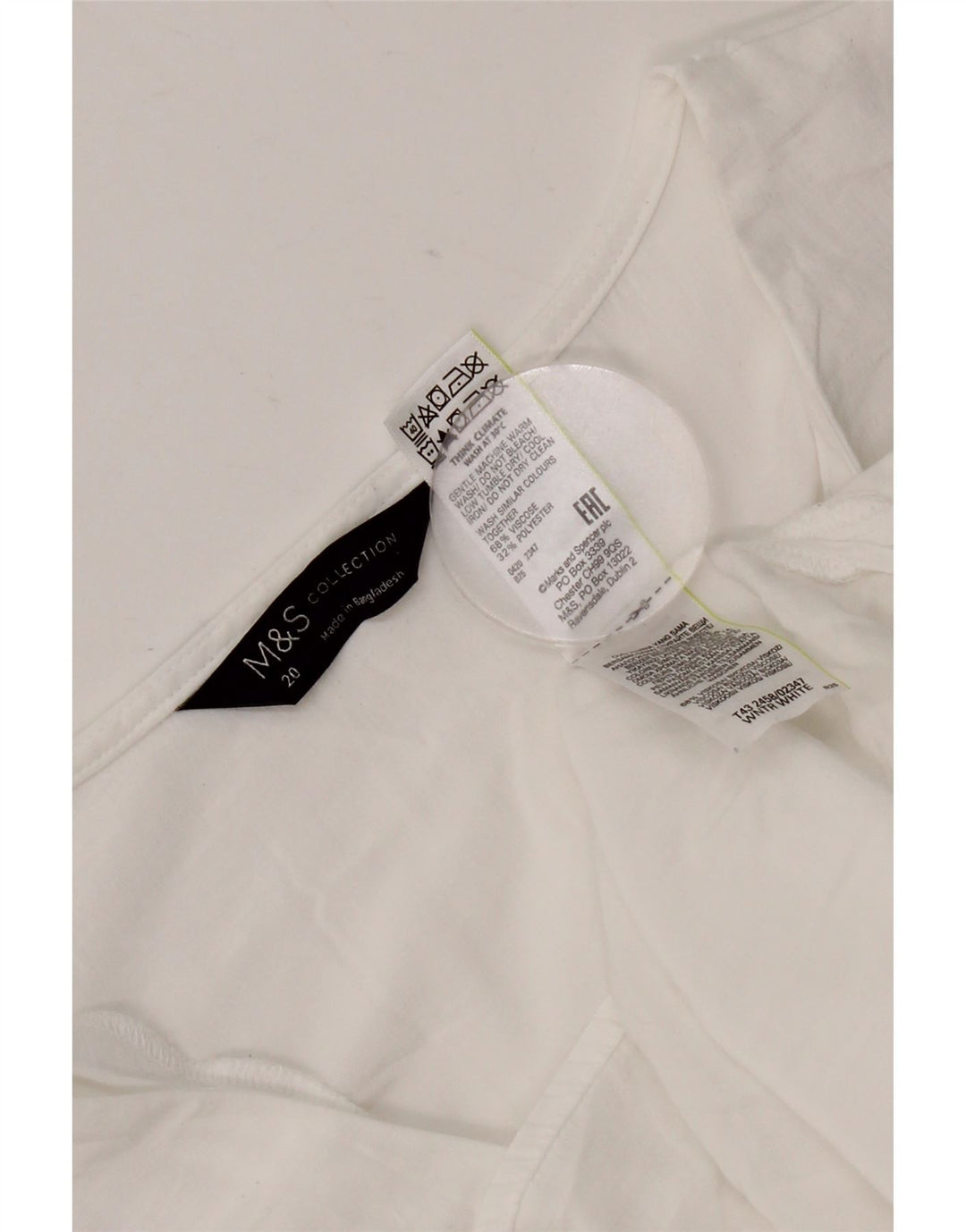 Bluzka damska Marks & Spencer UK 20 2XL Biała wiskoza