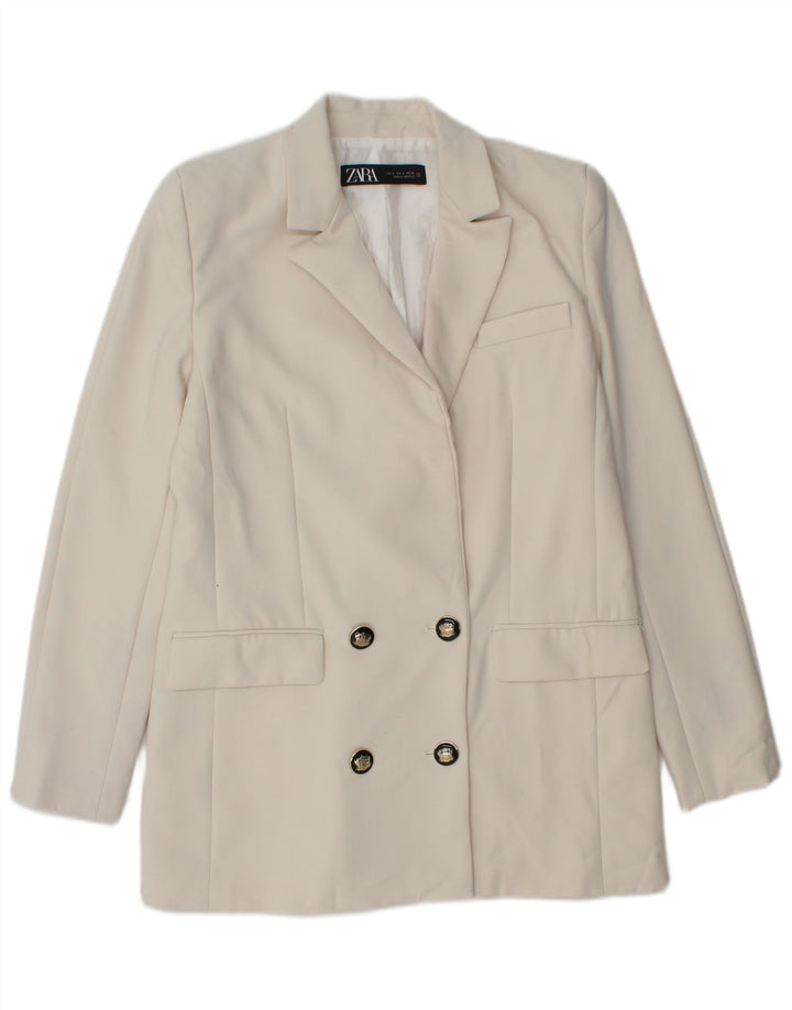 Damska marynarka z podwójnymi piersiami Zara UK 10, mała, biała, poliestrowa