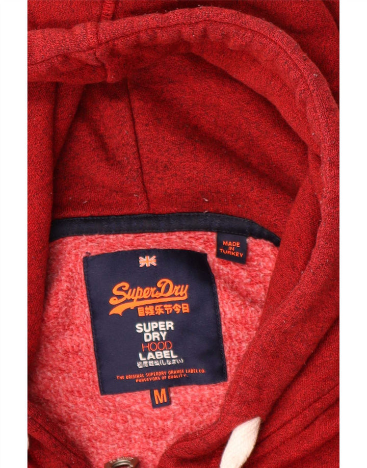 Męski sweter z kapturem i zamkiem błyskawicznym Superdry, średnioczerwony, bawełniany
