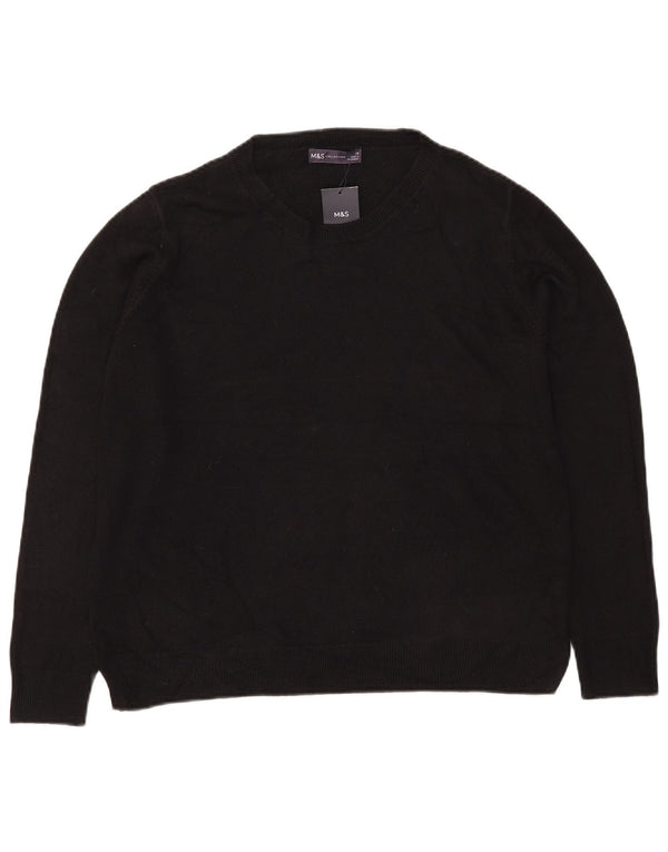 Marks & Spencer Damski sweter z dekoltem w łódkę, UK 18 XL, czarny akryl