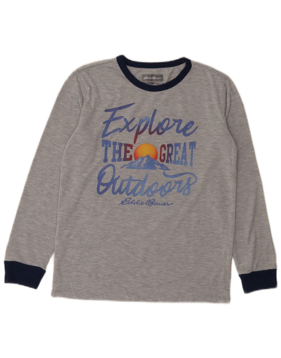 Chłopięcy top z grafiką Eddie Bauer z długim rękawem, 10-11 lat, średnioszary, nakrapiany